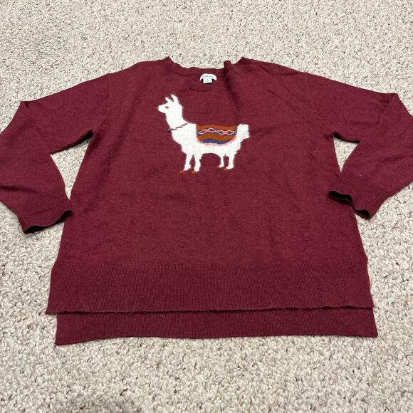 Sundance Laid Back Llama Sweater Sz S Burgundy Wool Blend Fall Casual Preppy - Picture 1 of 7